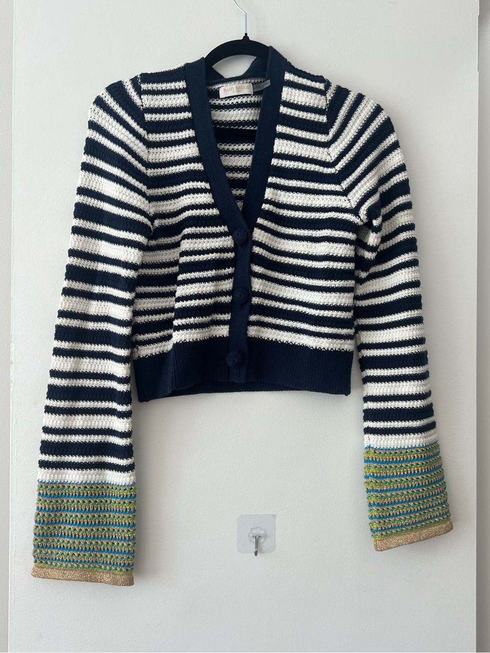 Ramy Brook Sandra navy and white Striped Cardigan